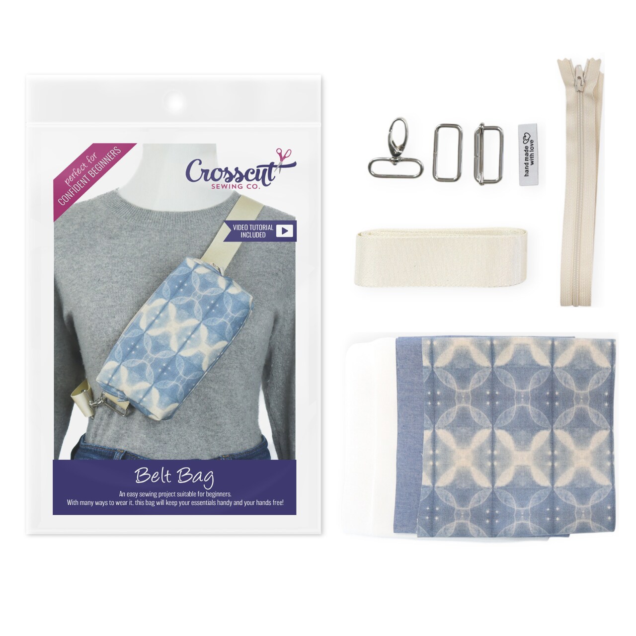 Crosscut Sewing Co.® Belt Bag Sewing Project Kit - Beginner Friendly DIY Sewing Kit